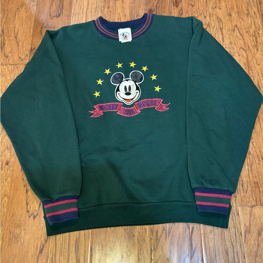 Vintage 90s Mickey & Co “Mickey 1928” Crewneck – Made in USA – Green